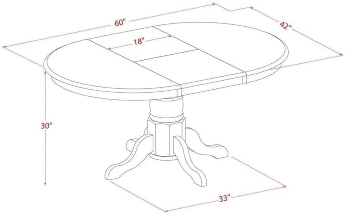 Avon Oval Dining Table 42x60 Linen White Butterfly Leaf from PriceLows™