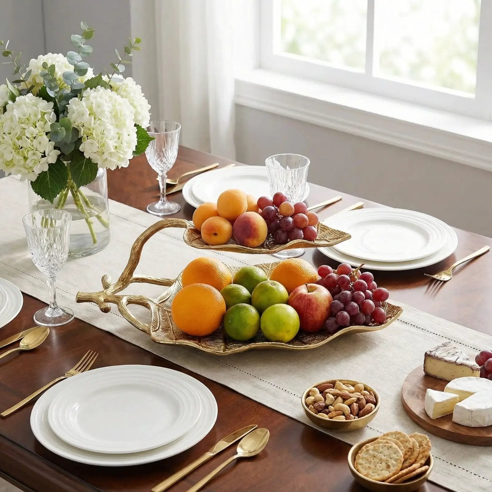 Gold Leaf 2 Tier Serving Centerpiece Tray from PriceLows™