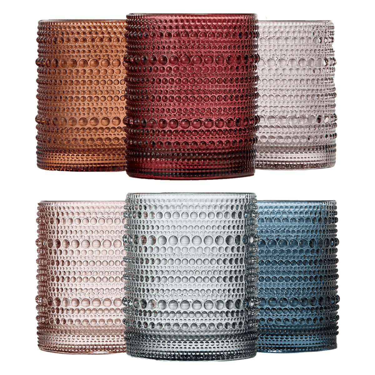 Tonal Hobnail Lowball Glassware, Spring | 11 oz | Set of 6 | Entertaining