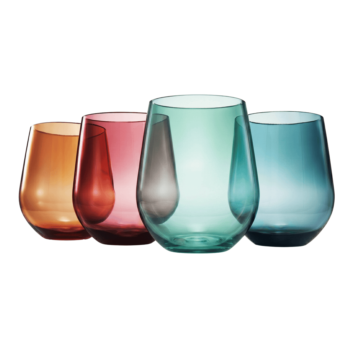 Eze Acrylic Stemless Wine Glassware | 15 oz | Set of 4 | Acrylic