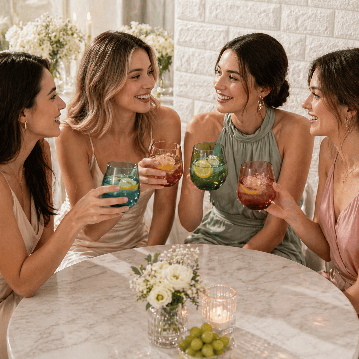 Eze Acrylic Stemless Wine Glassware | 15 oz | Set of 4 | Acrylic