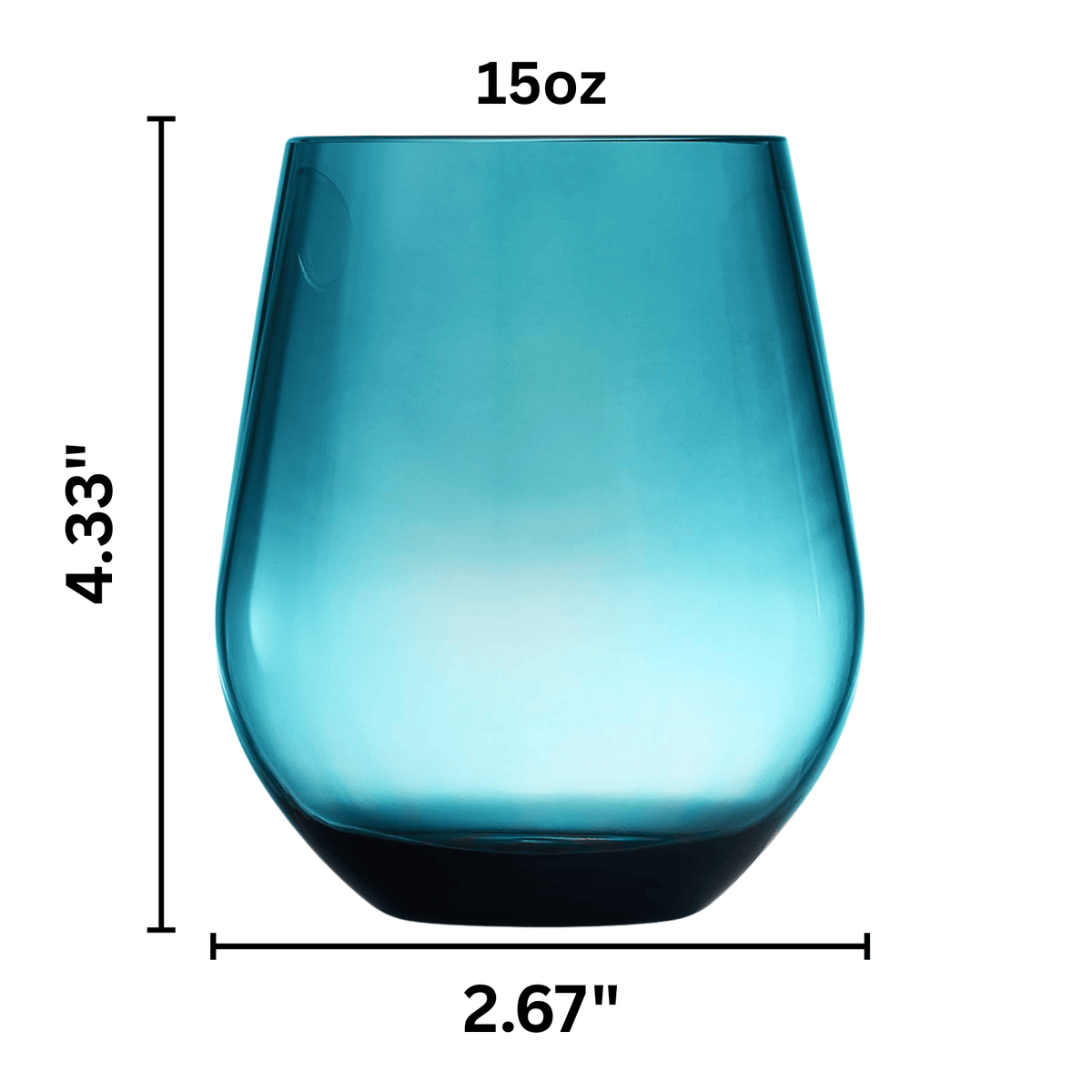 Eze Acrylic Stemless Wine Glassware | 15 oz | Set of 4 | Acrylic
