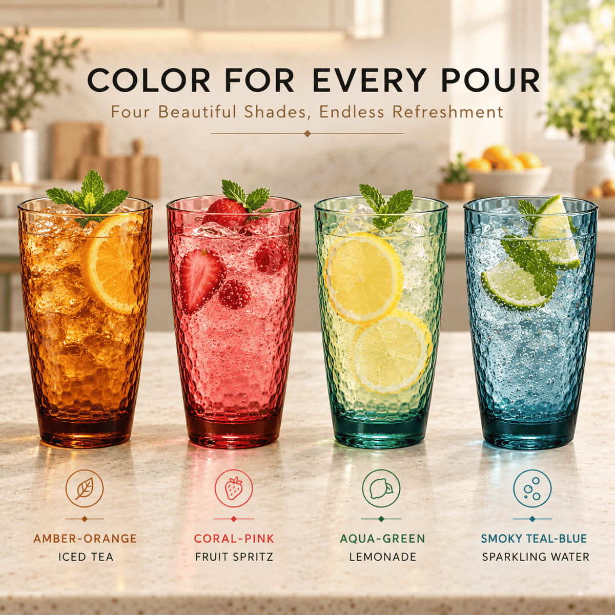 Eze Acrylic Highball Glassware | 19 oz | Set of 4 | Acrylic