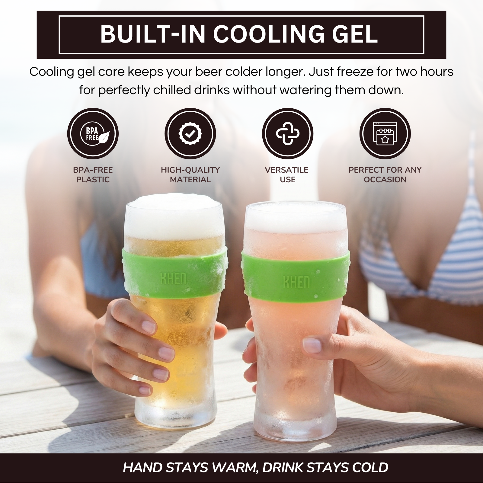 Barcelona Acrylic Cooling Beer Glassware, Set of 2 from PriceLows™