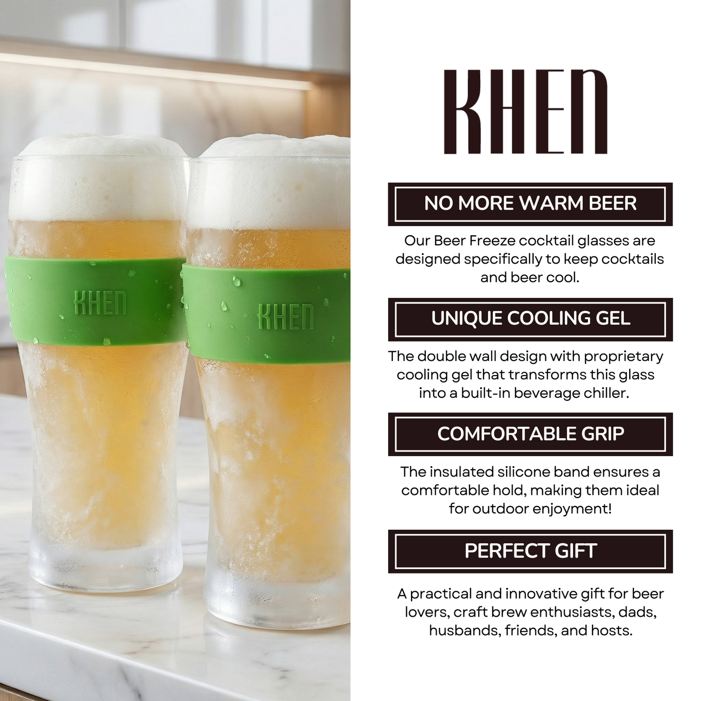 Barcelona Acrylic Cooling Beer Glassware, Set of 2 from PriceLows™