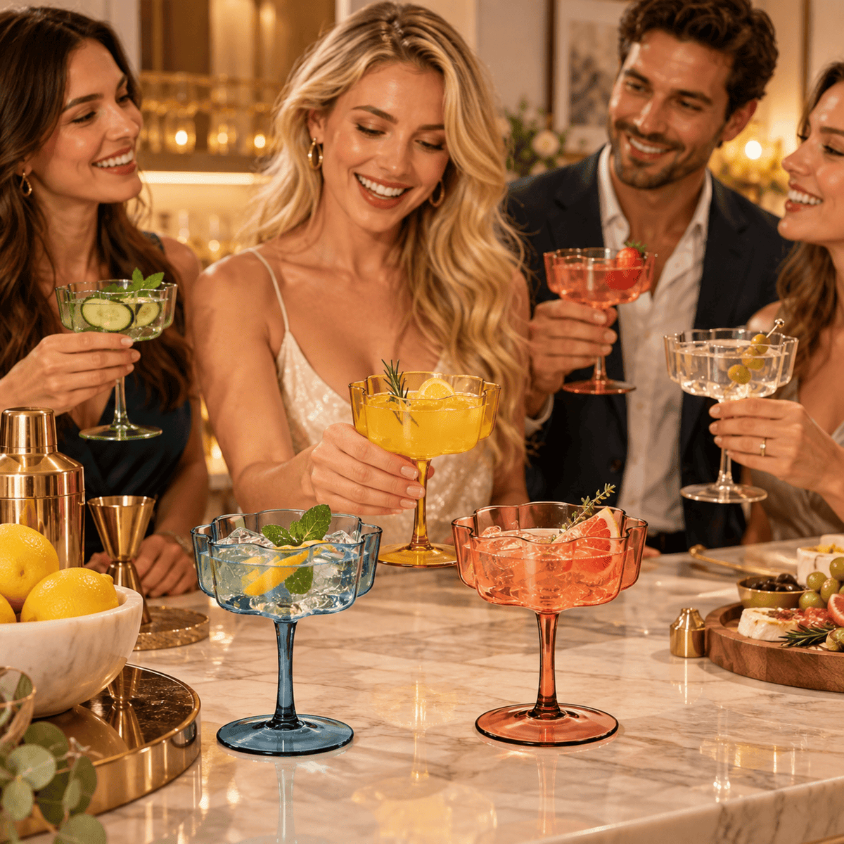 Eze Acrylic Champagne Coupe Cocktail Glassware | 8.5 oz | Set of 6 | Acrylic