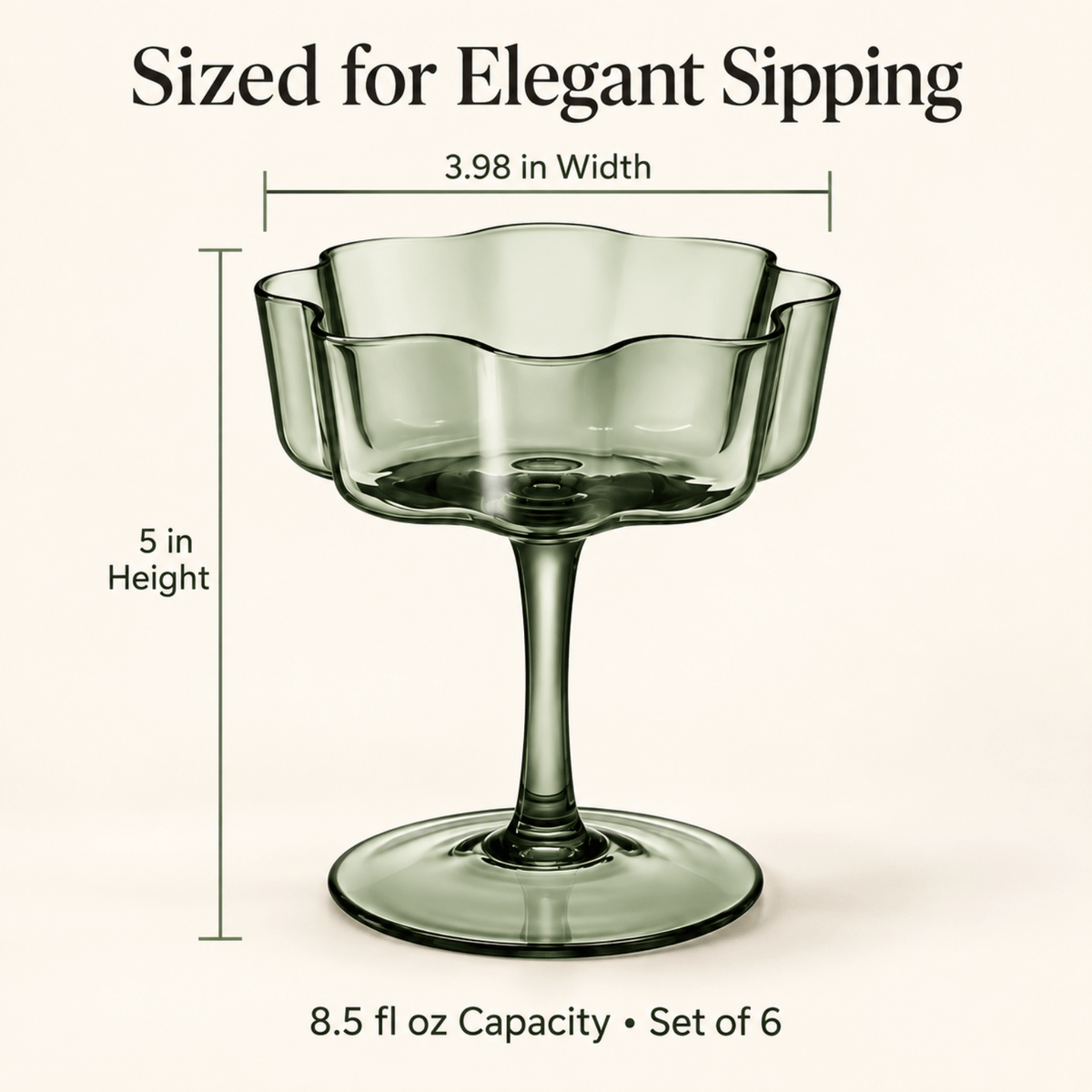 Eze Acrylic Champagne Coupe Cocktail Glassware | 8.5 oz | Set of 6 | Acrylic