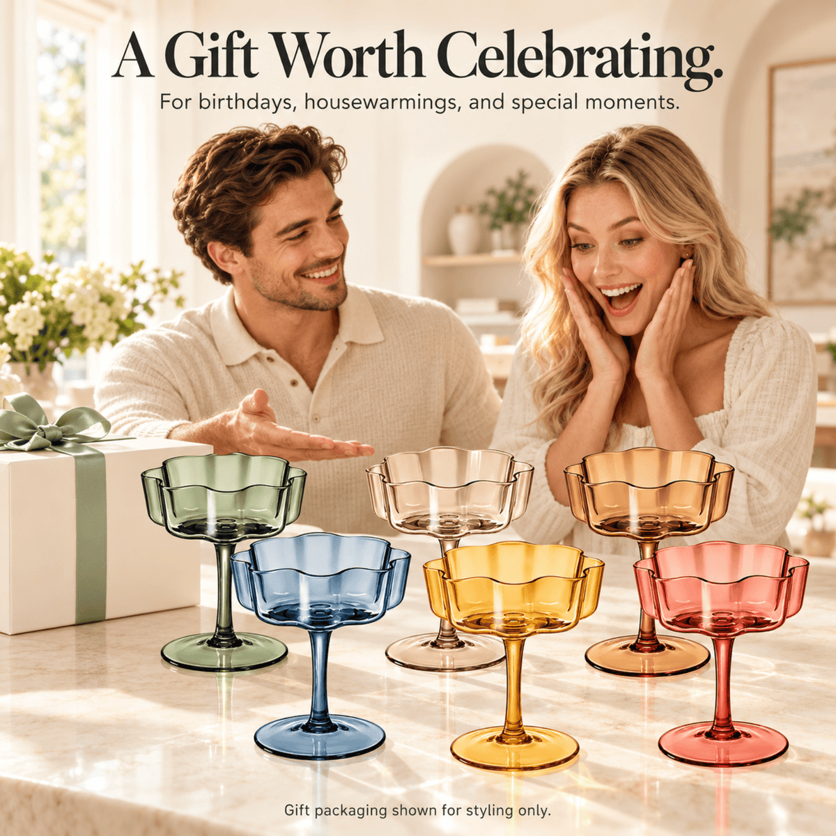 Eze Acrylic Champagne Coupe Cocktail Glassware | 8.5 oz | Set of 6 | Acrylic