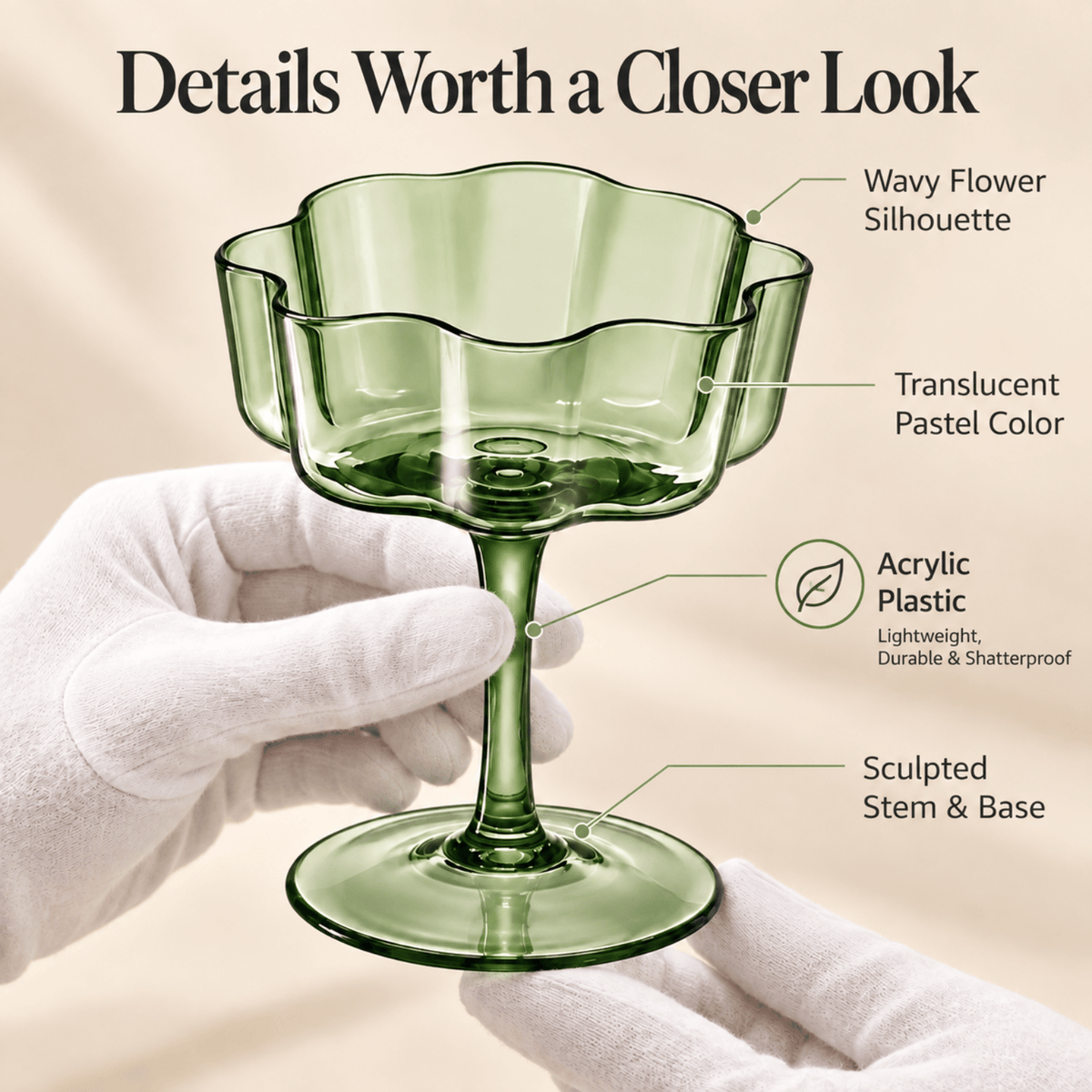 Eze Acrylic Champagne Coupe Cocktail Glassware | 8.5 oz | Set of 6 | Acrylic