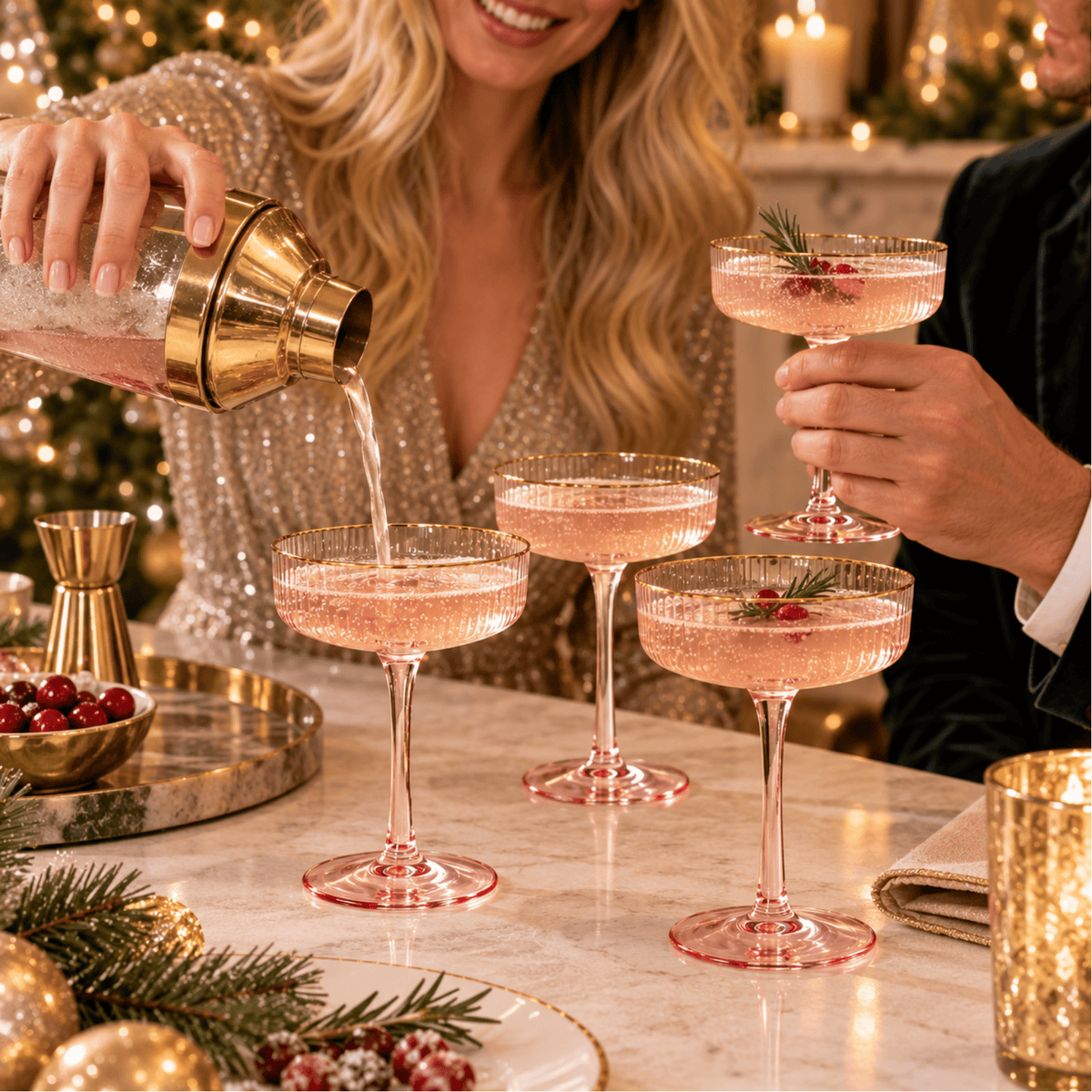 Aurelia Champagne Coupe Cocktail Glassware | 7 oz | Set of 4 | Entertaining