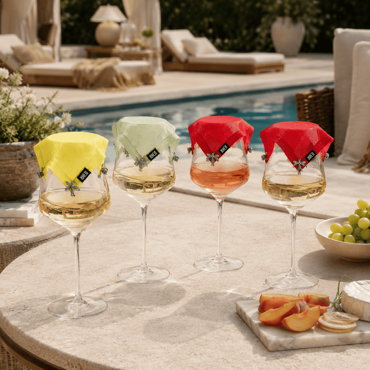 Weighted Outdoor Wine Glassware Covers | Set of 4 | Accessory | Entertaining