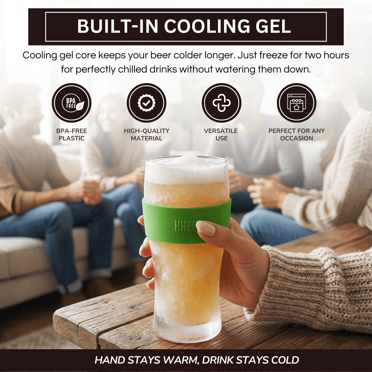 Barcelona Acrylic Insulated Beer Mug, Single | 12 oz | Acrylic | Highball