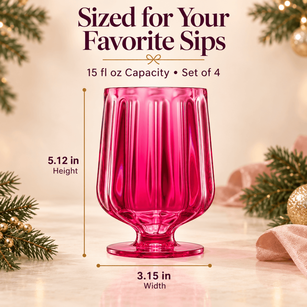 Madrid Acrylic Stemmed Wine Goblet Glassware, Set of 4