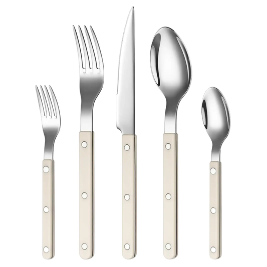 Khen Cream Cutlery Set of 20 –18/8 Stainless Steel Flatware