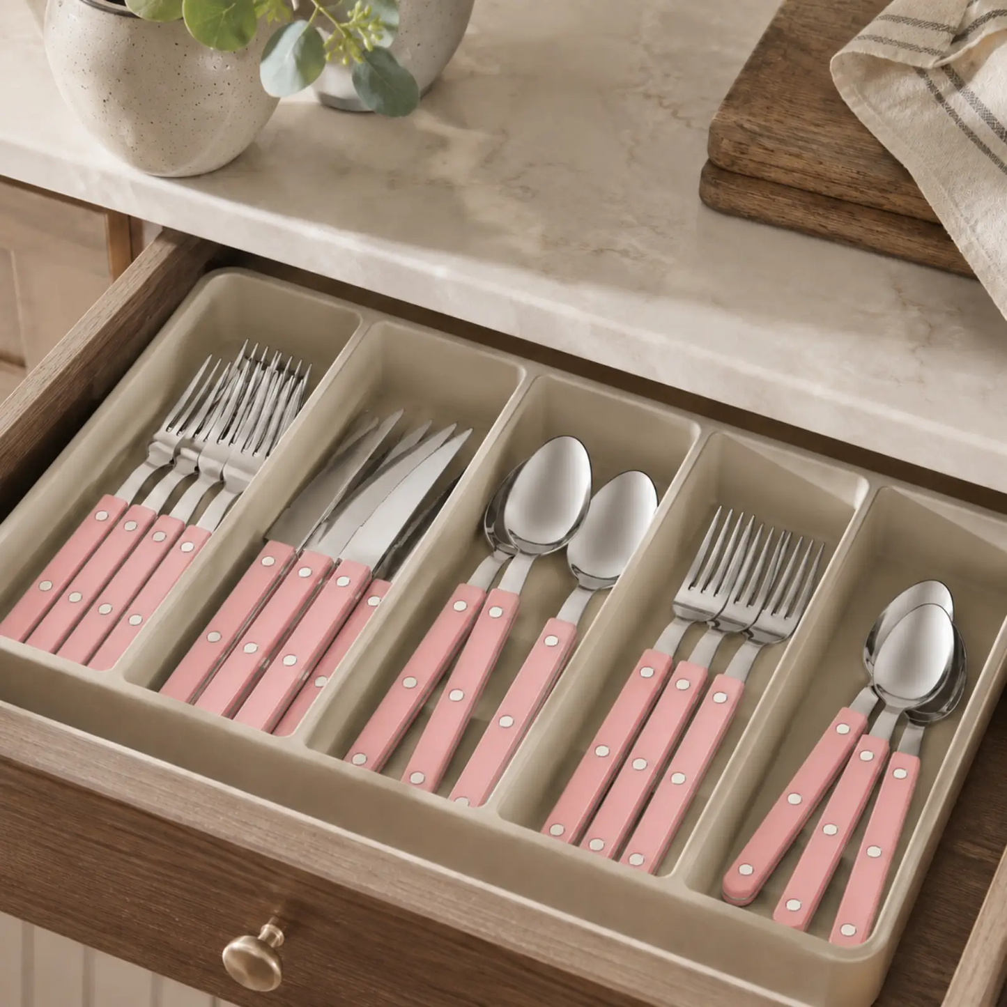 Khen Pink Cutlery Set of 20 –18/8 Stainless Steel Flatware