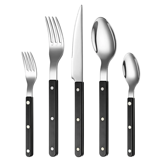 Khen Black Cutlery Set of 20 –18/8 Stainless Steel Flatware