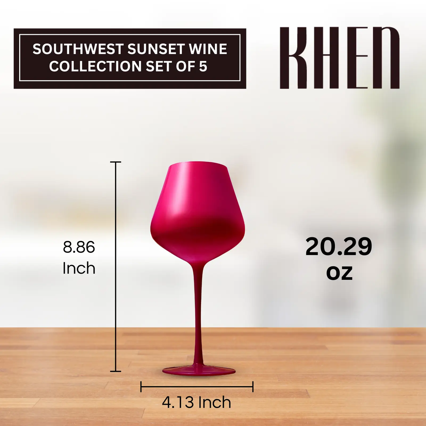 Southwest Sunset Large Colored Wine Glass| Set of 5 | 20 oz from PriceLows™