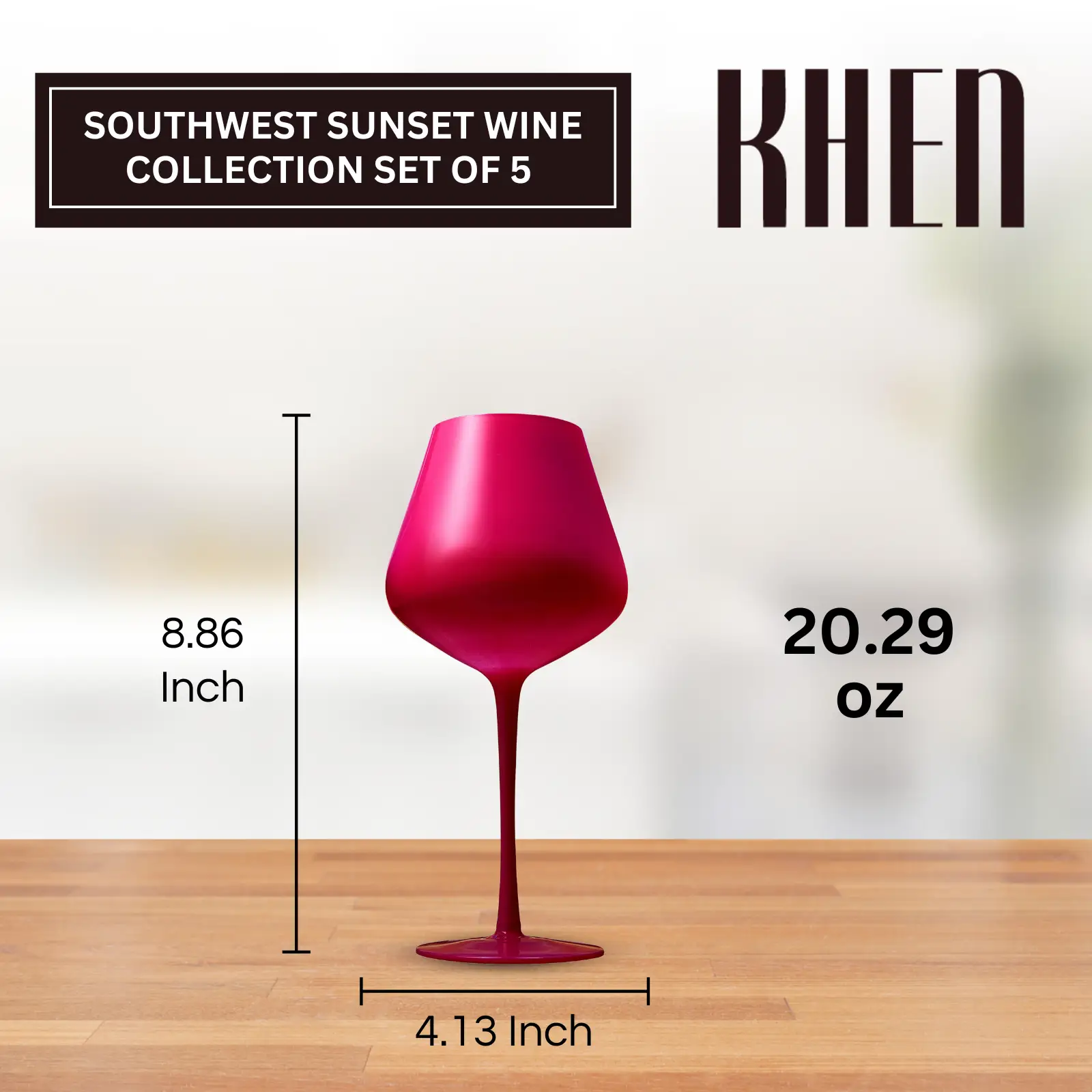 Southwest Sunset Large Colored Wine Glass| Set of 5 | 20 oz from PriceLows™