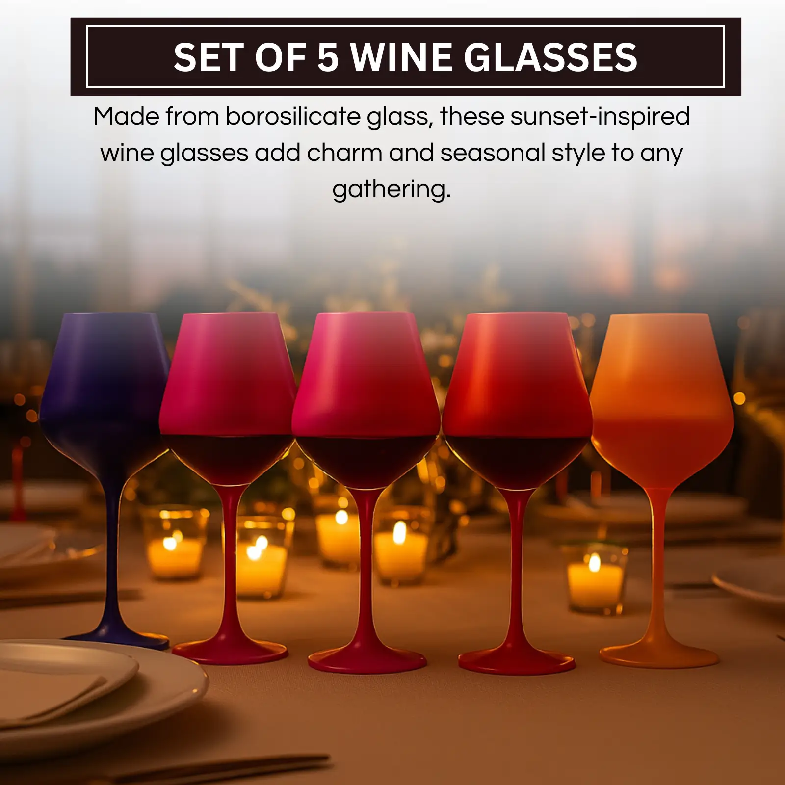 Southwest Sunset Large Colored Wine Glass| Set of 5 | 20 oz from PriceLows™