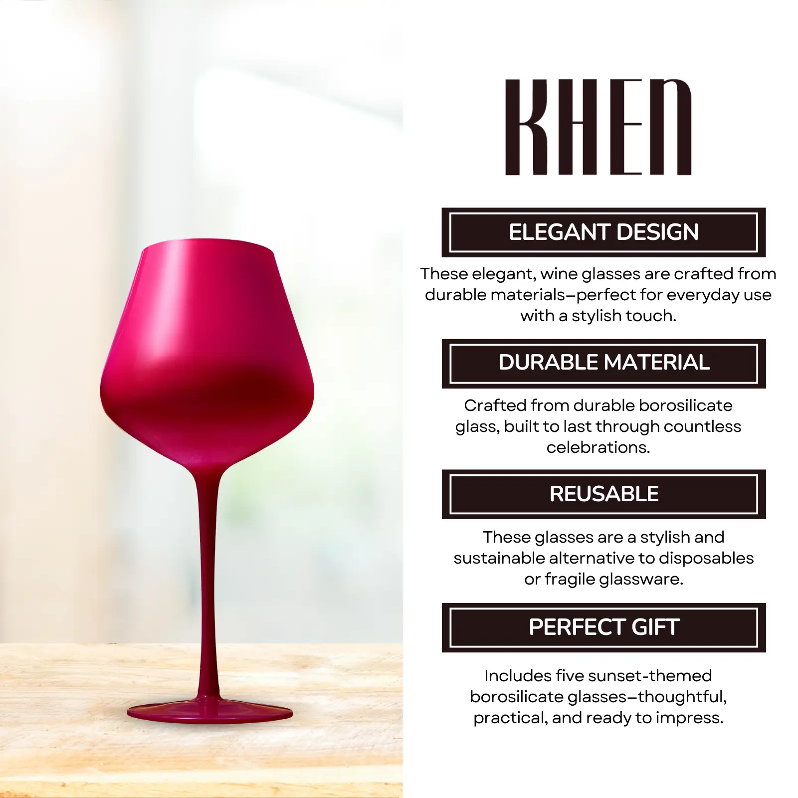 Southwest Sunset Large Colored Wine Glass| Set of 5 | 20 oz from PriceLows™