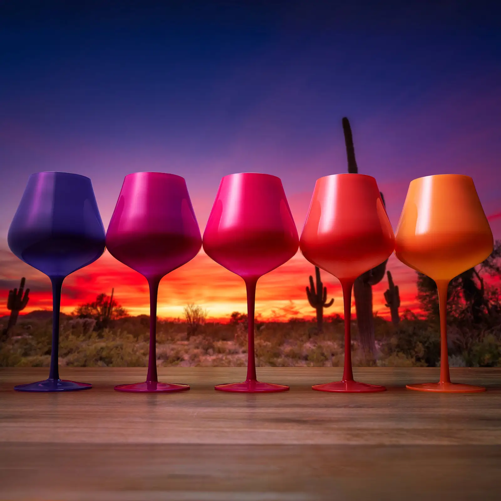 Southwest Sunset Large Colored Wine Glass| Set of 5 | 20 oz from PriceLows™