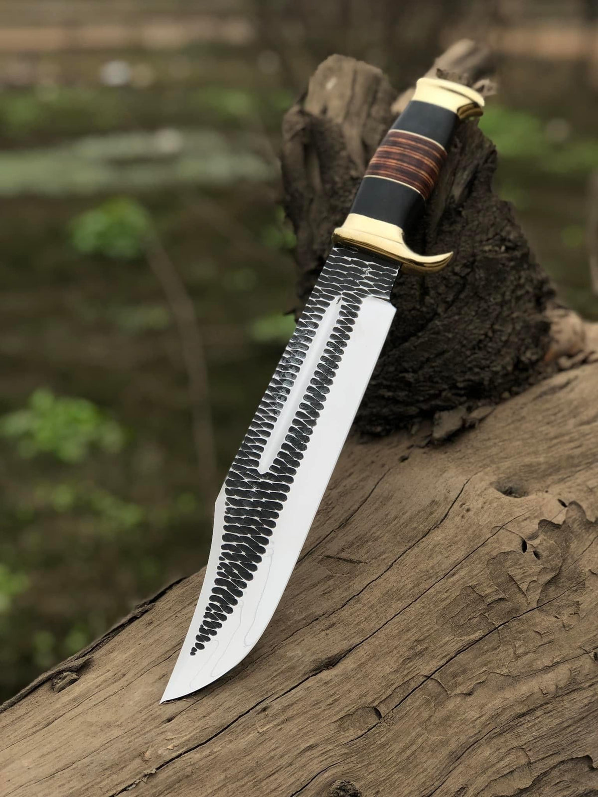 Custom Handmade J2 Steel Hand Forged Bowie Knife with Brass Guard and Leather Handle | Steel | Hunting & Survival Knife | Home