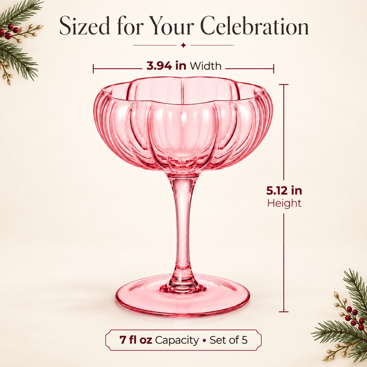 Flower Coupe Cocktail Glasses Bright Colors | Set of 4 | Glass | Entertaining
