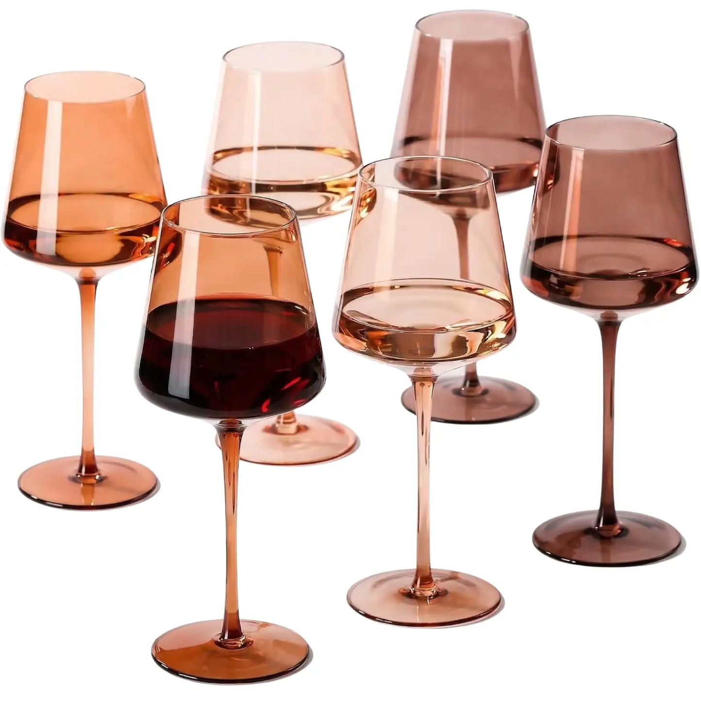 Venus Wine Glasses, Set of 6, Brown Shades 22.3oz Glass Tall from PriceLows™