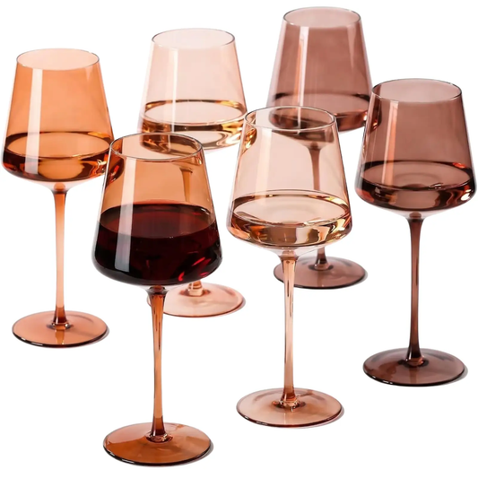 Venus Wine Glasses, Set of 6, Brown Shades 22.3oz Glass Tall from PriceLows™