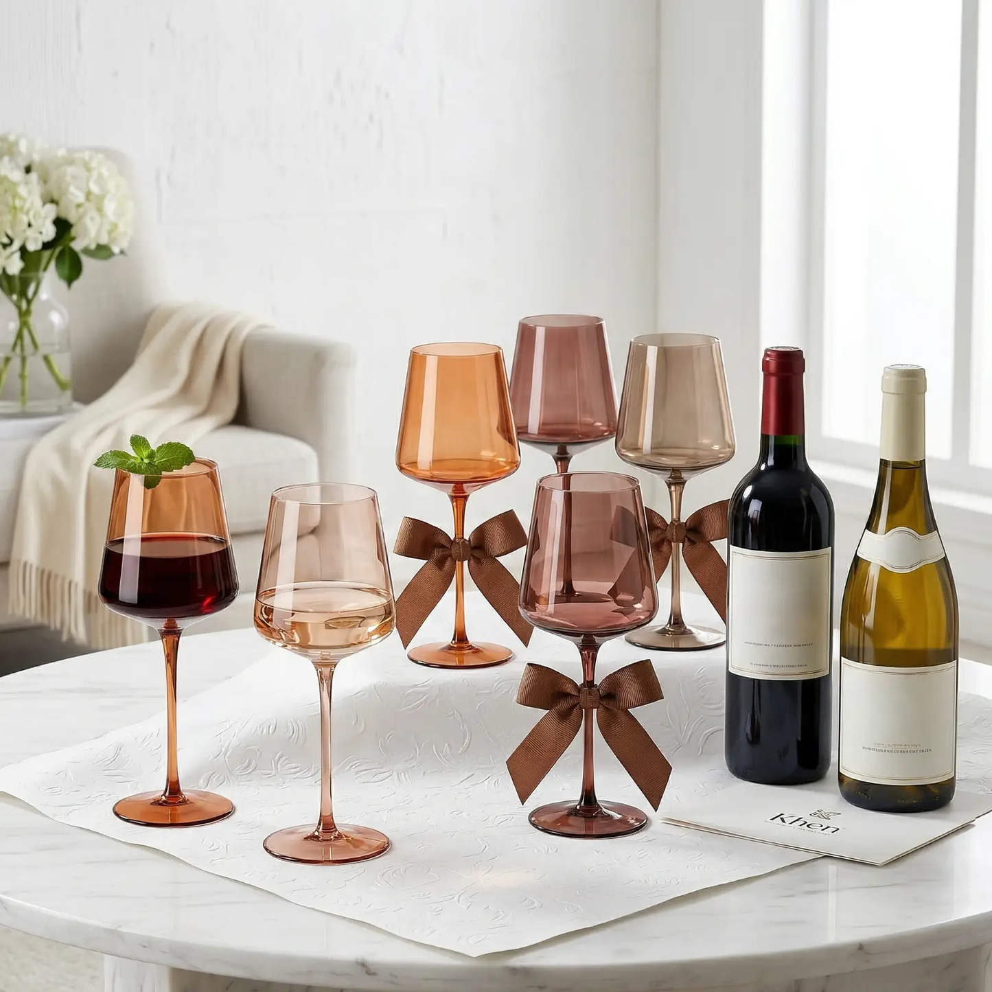 Venus Wine Glasses, Set of 6, Brown Shades 22.3oz Glass Tall from PriceLows™