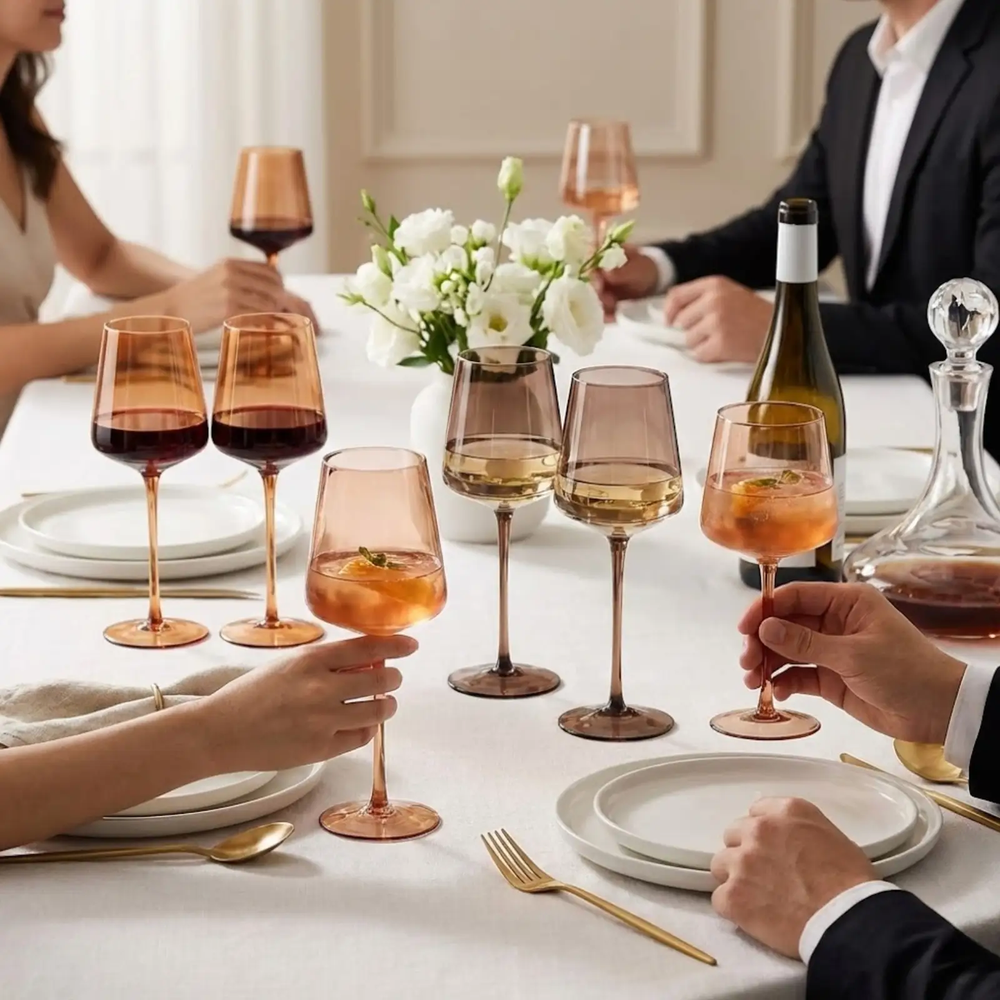 Venus Wine Glasses, Set of 6, Brown Shades 22.3oz Glass Tall from PriceLows™