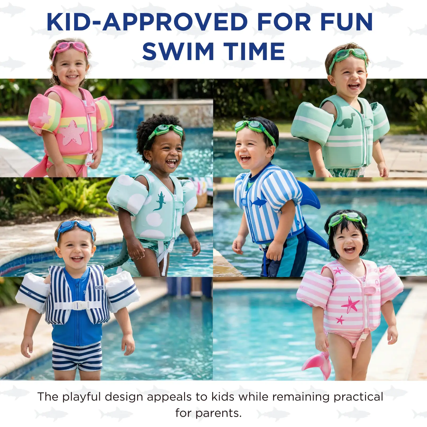 Floating Jackets with Sleeves for Pool or Beach | 1-3 Years | Blue Shark from PriceLows™
