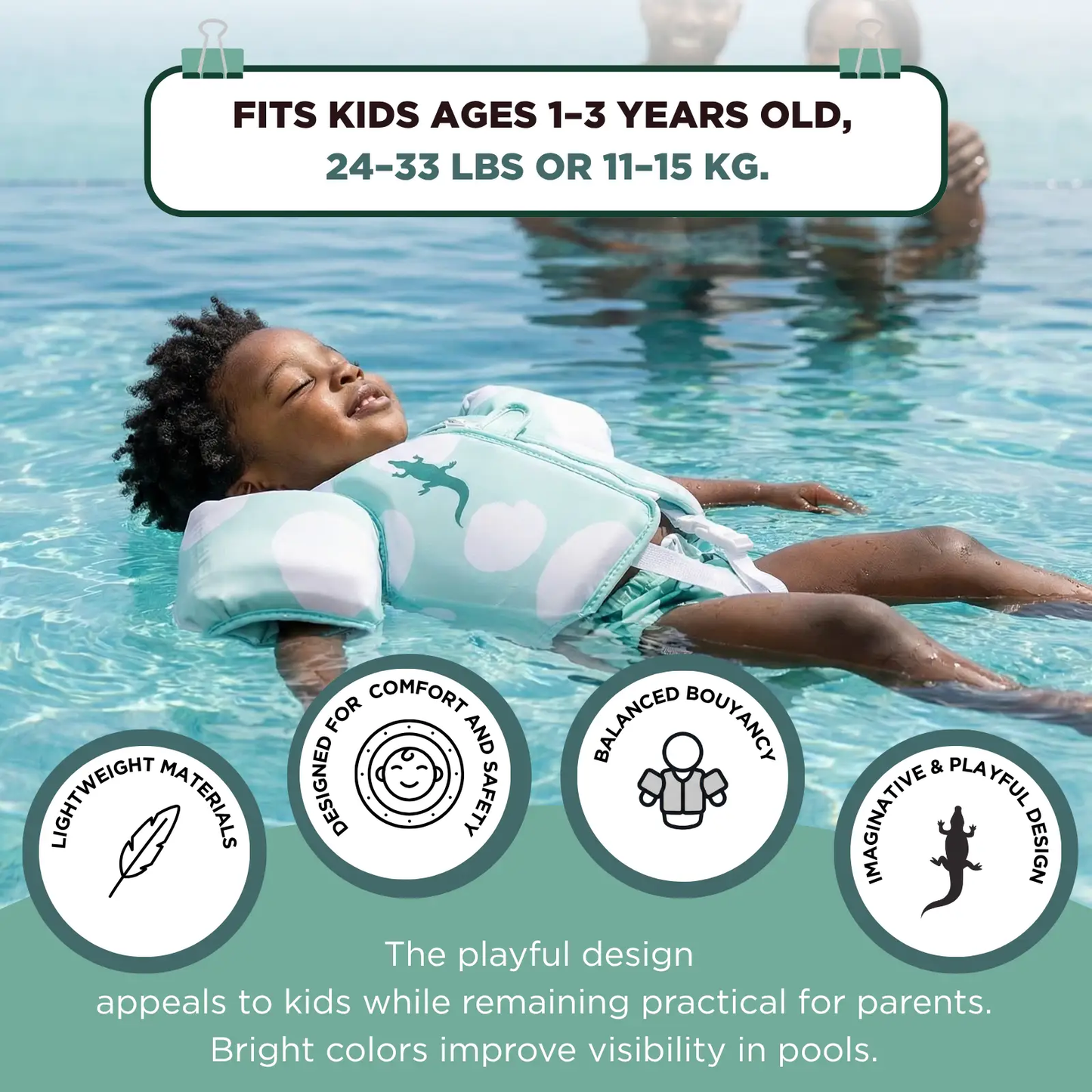 Floating Jackets with Sleeves for Pool or Beach | 1-3 Years | Crocodile from PriceLows™