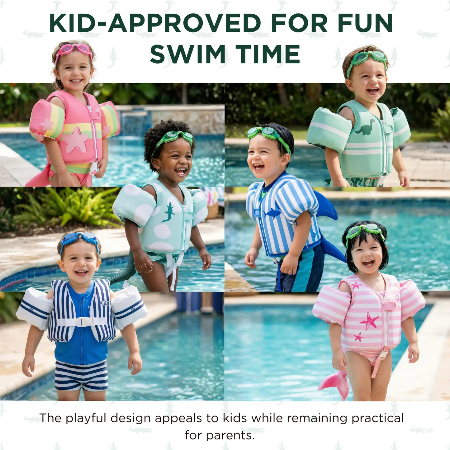 Floating Jackets with Sleeves for Pool or Beach | 1-3 Years | Crocodile from PriceLows™