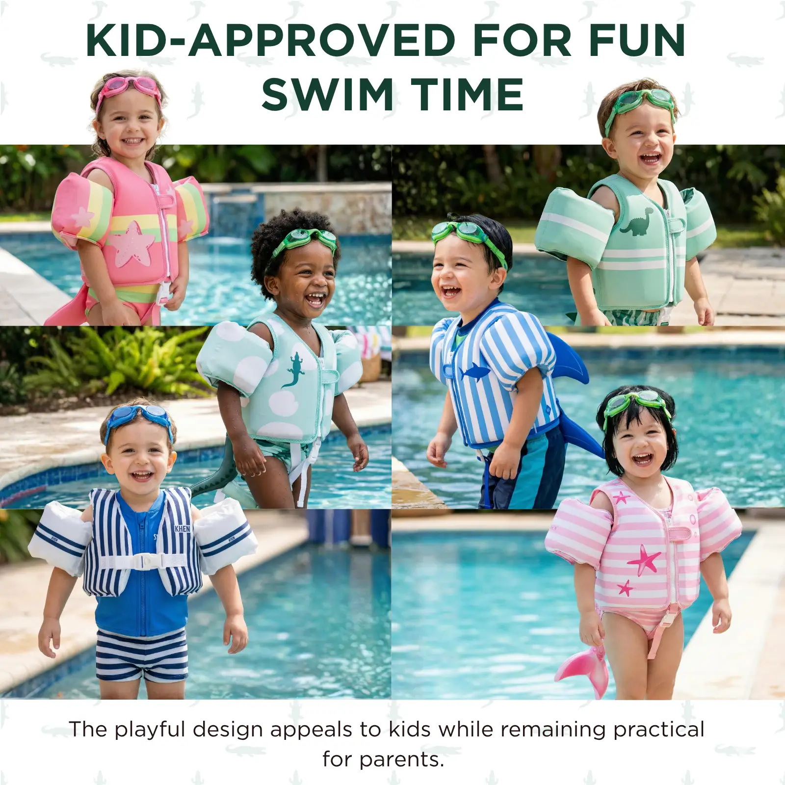Floating Jackets with Sleeves for Pool or Beach | 1-3 Years | Crocodile from PriceLows™