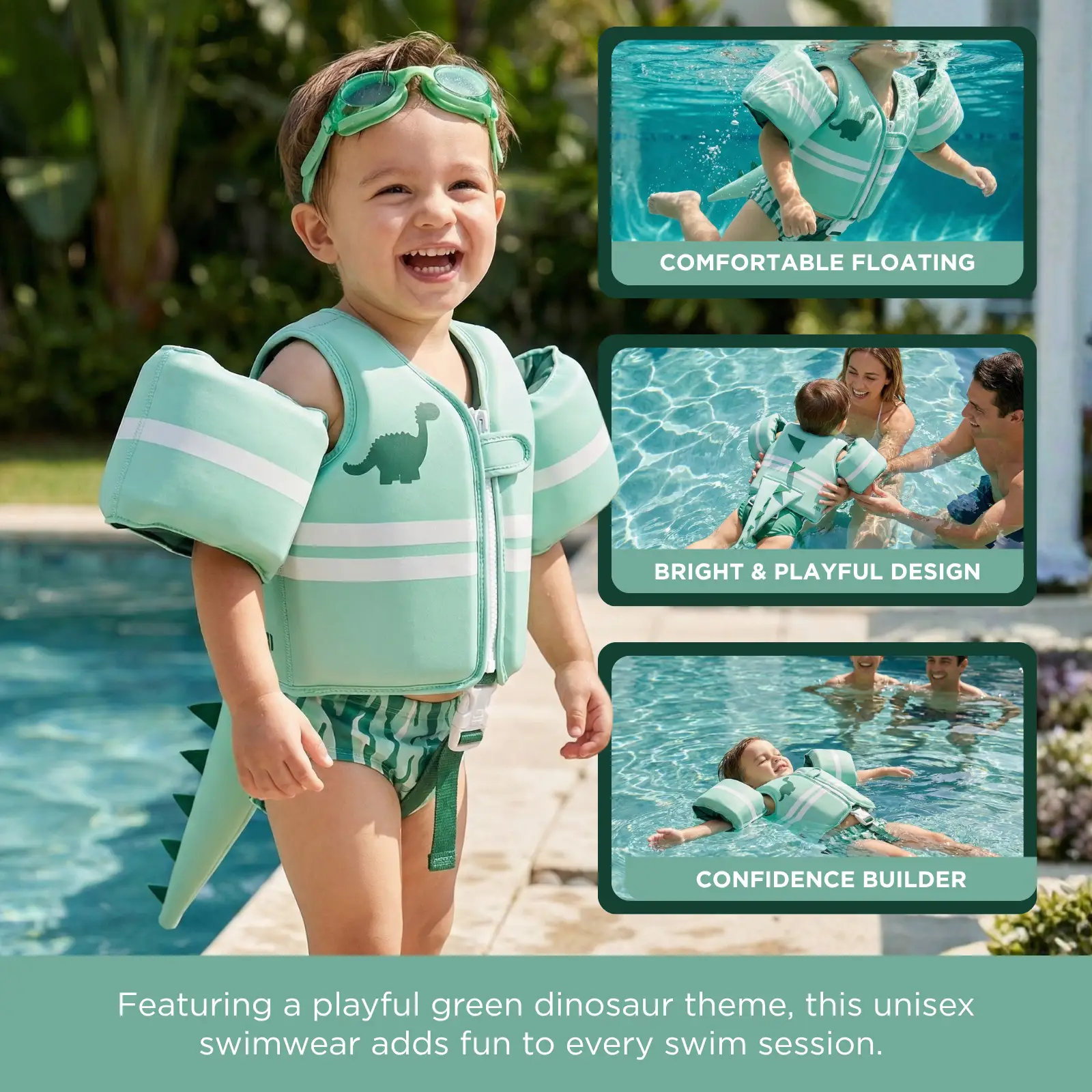 Floating Jackets with Sleeves for pool or Beach | 1-3 Years | Dinosaur from PriceLows™