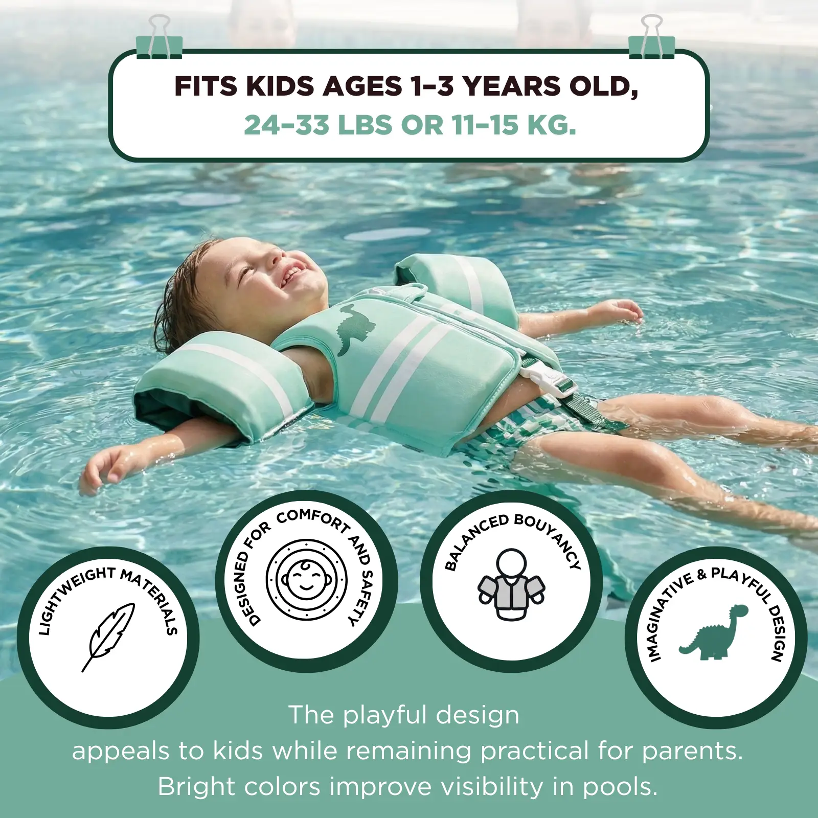 Floating Jackets with Sleeves for pool or Beach | 1-3 Years | Dinosaur from PriceLows™