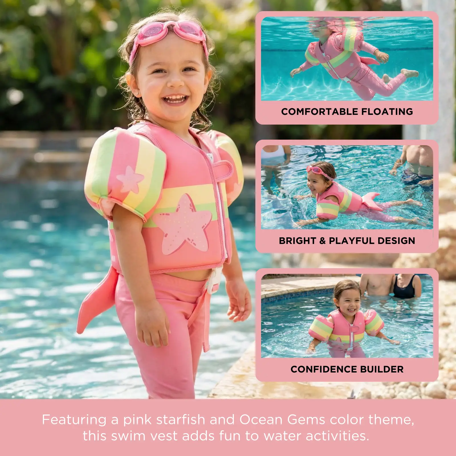 Floating Jackets with Sleeves for pool or Beach | 1-3 Years | Ocean Gems from PriceLows™