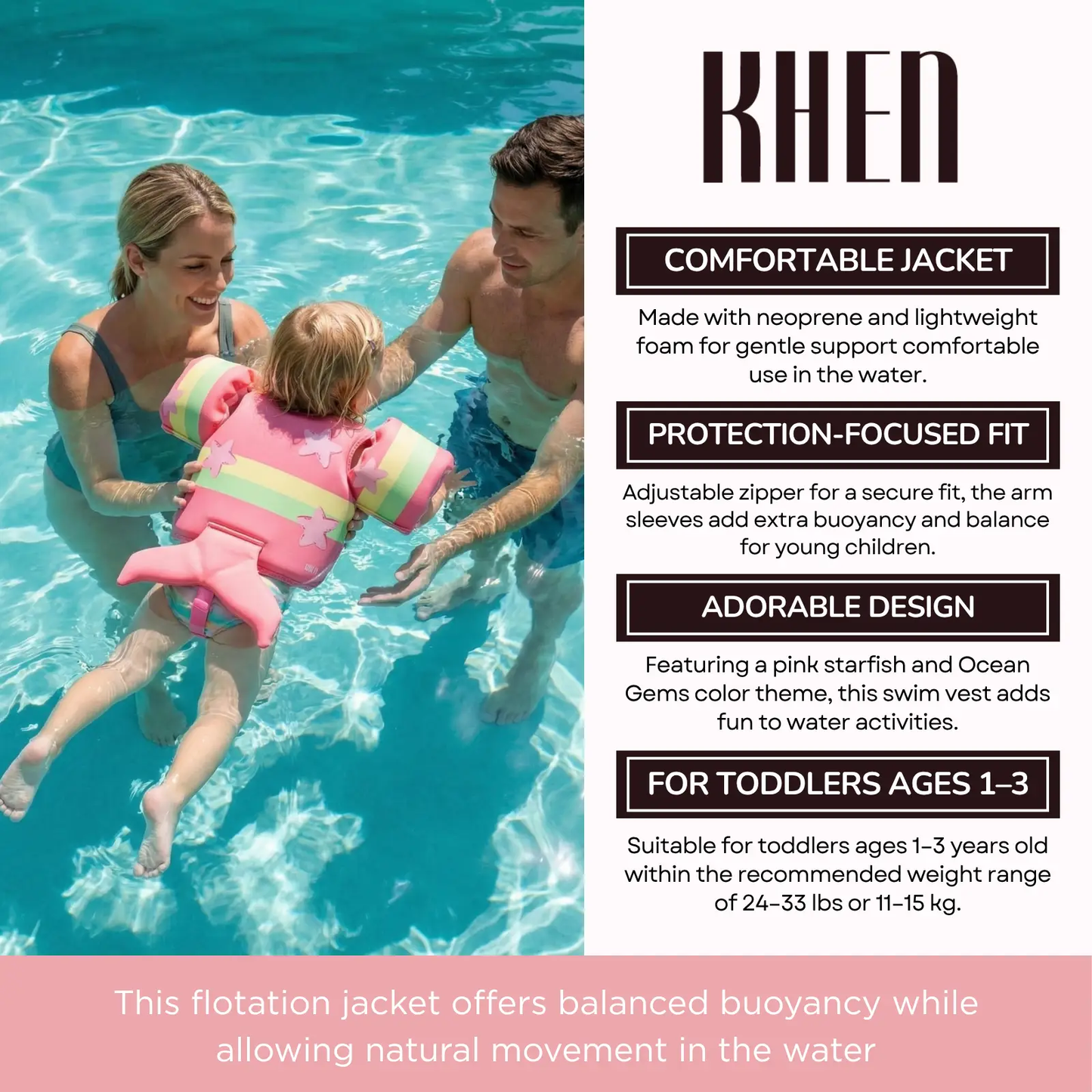 Floating Jackets with Sleeves for pool or Beach | 1-3 Years | Ocean Gems from PriceLows™