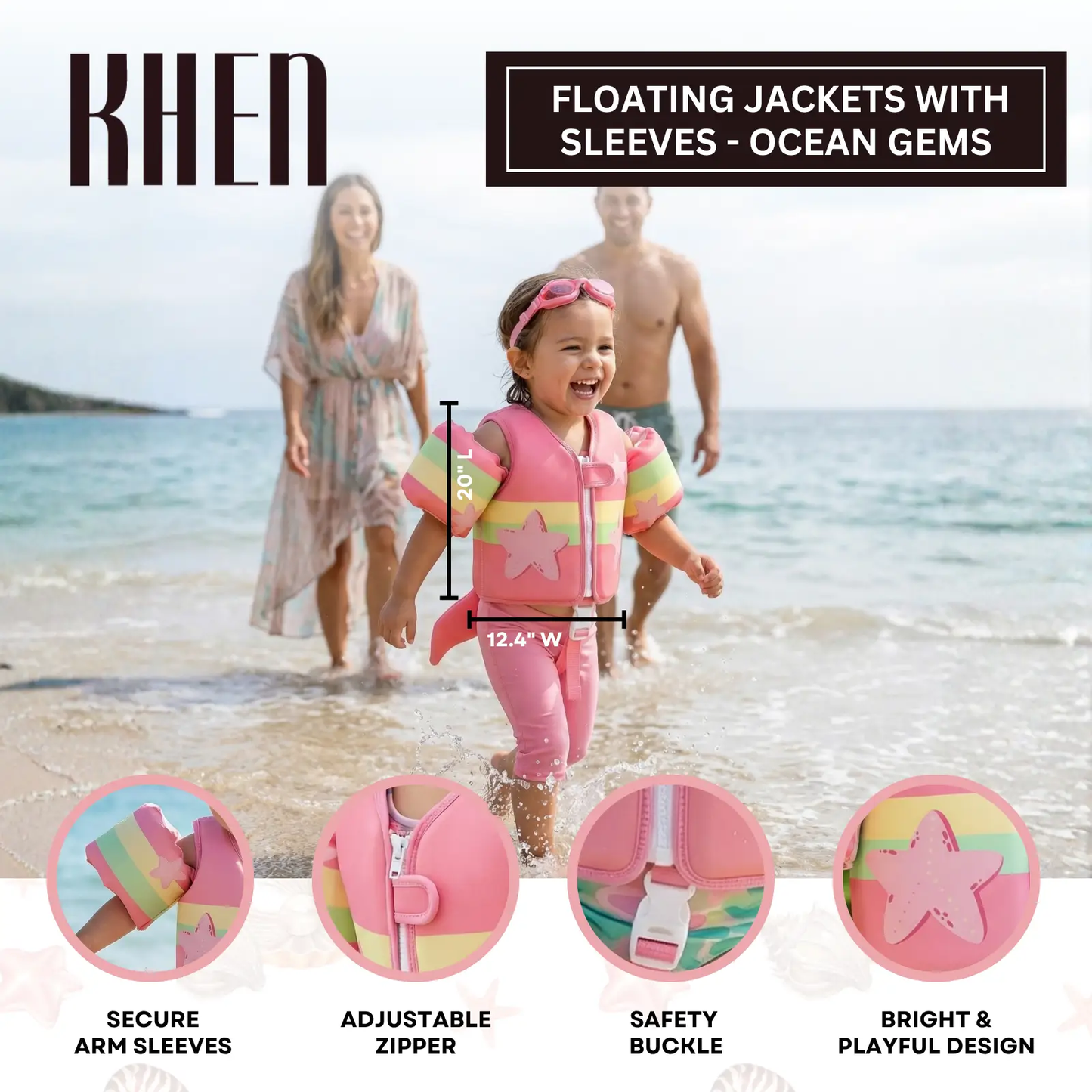 Floating Jackets with Sleeves for pool or Beach | 1-3 Years | Ocean Gems from PriceLows™