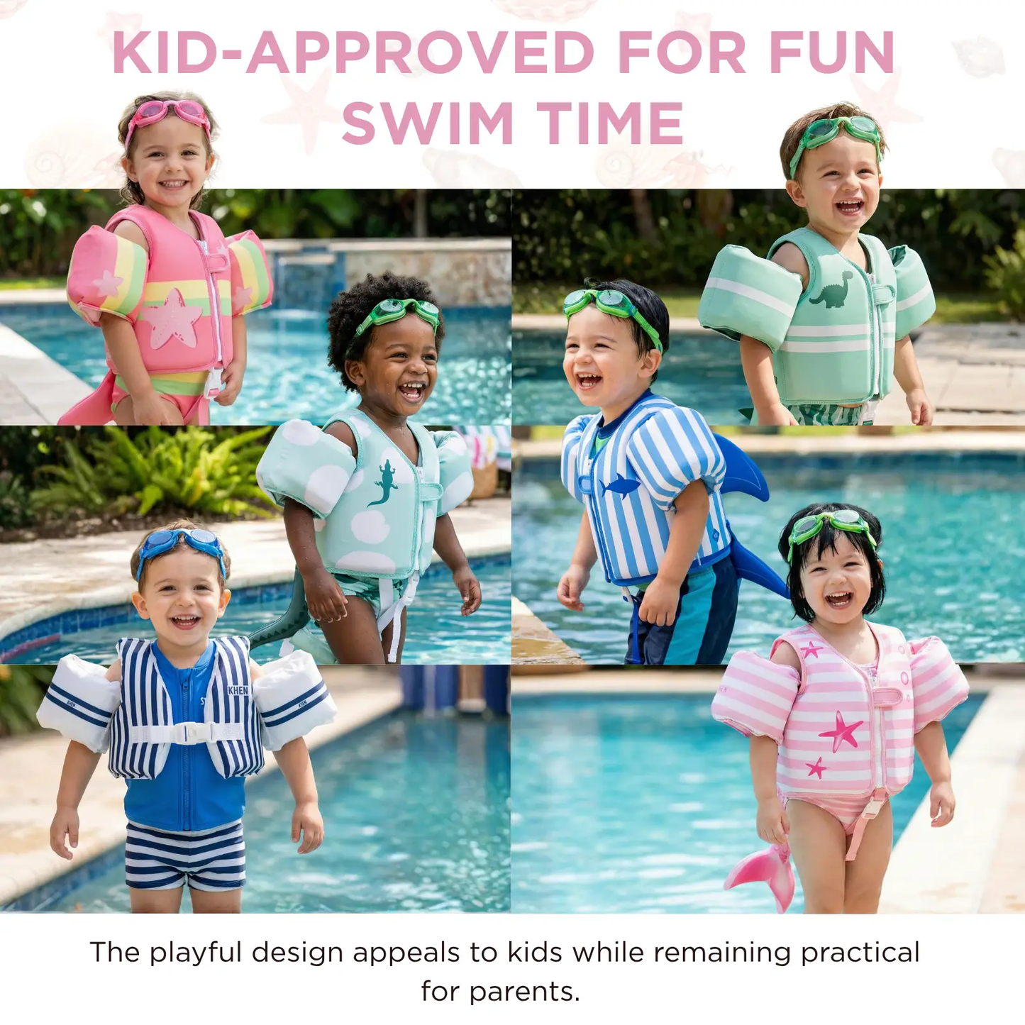 Floating Jackets with Sleeves for pool or Beach | 1-3 Years | Ocean Gems from PriceLows™