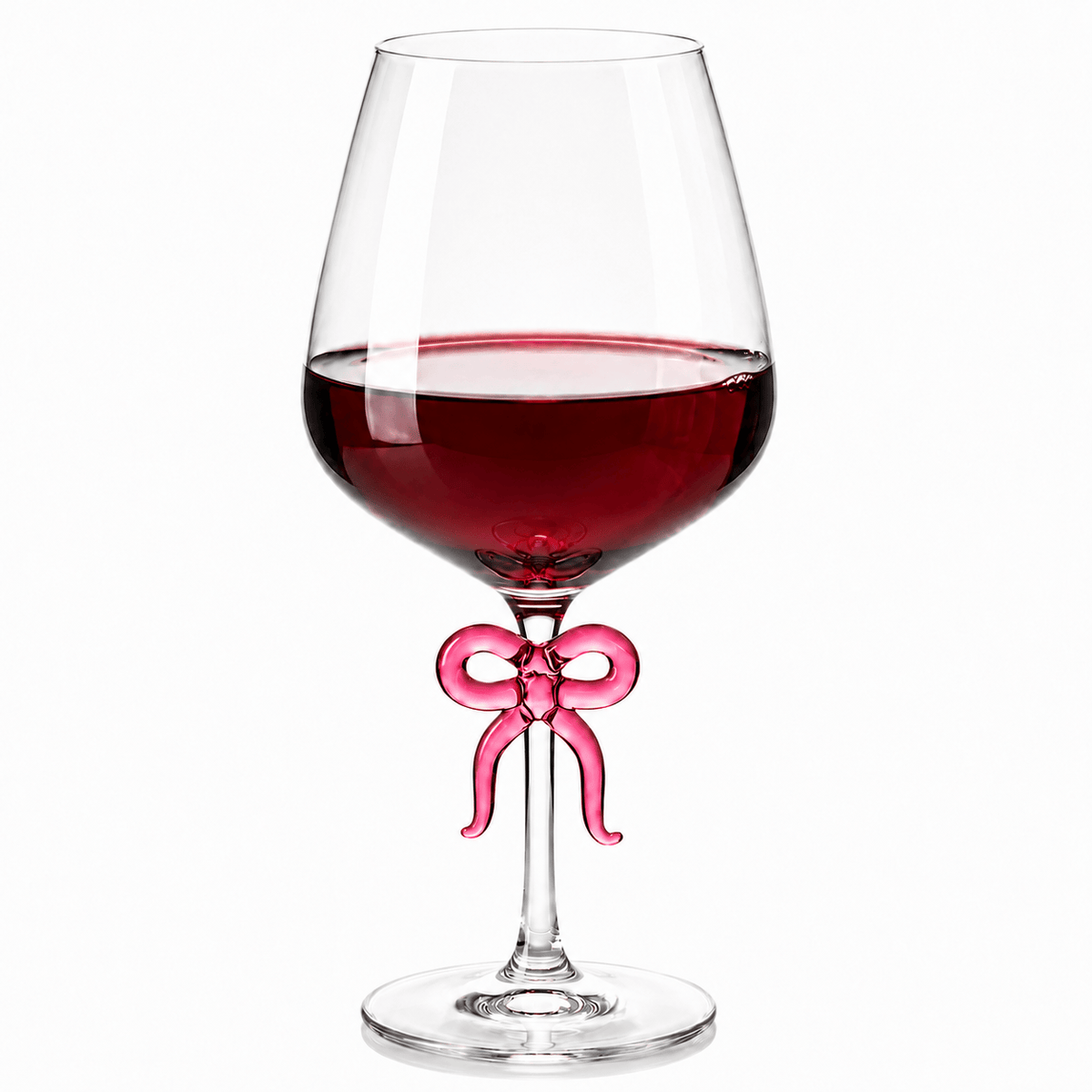 Large Clear Wine Glass with Pink Bow on Stem, One Piece | 20.3 oz | Glass | Entertaining