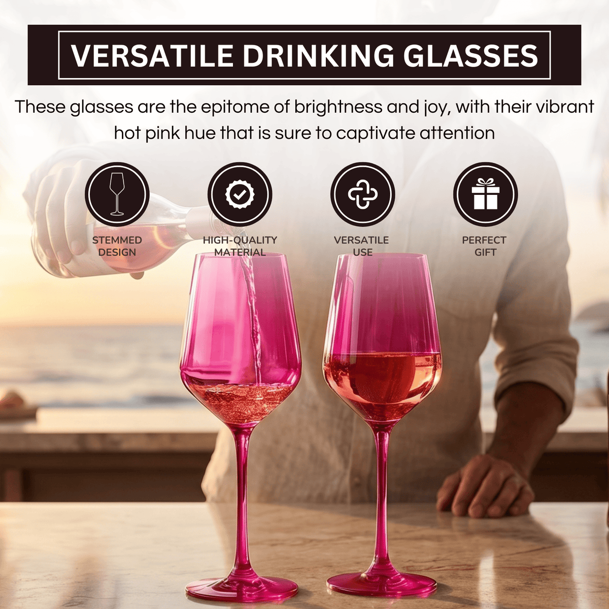 Chica Stemmed Wine Glassware | Set of 2 | Entertaining | Gift Ready