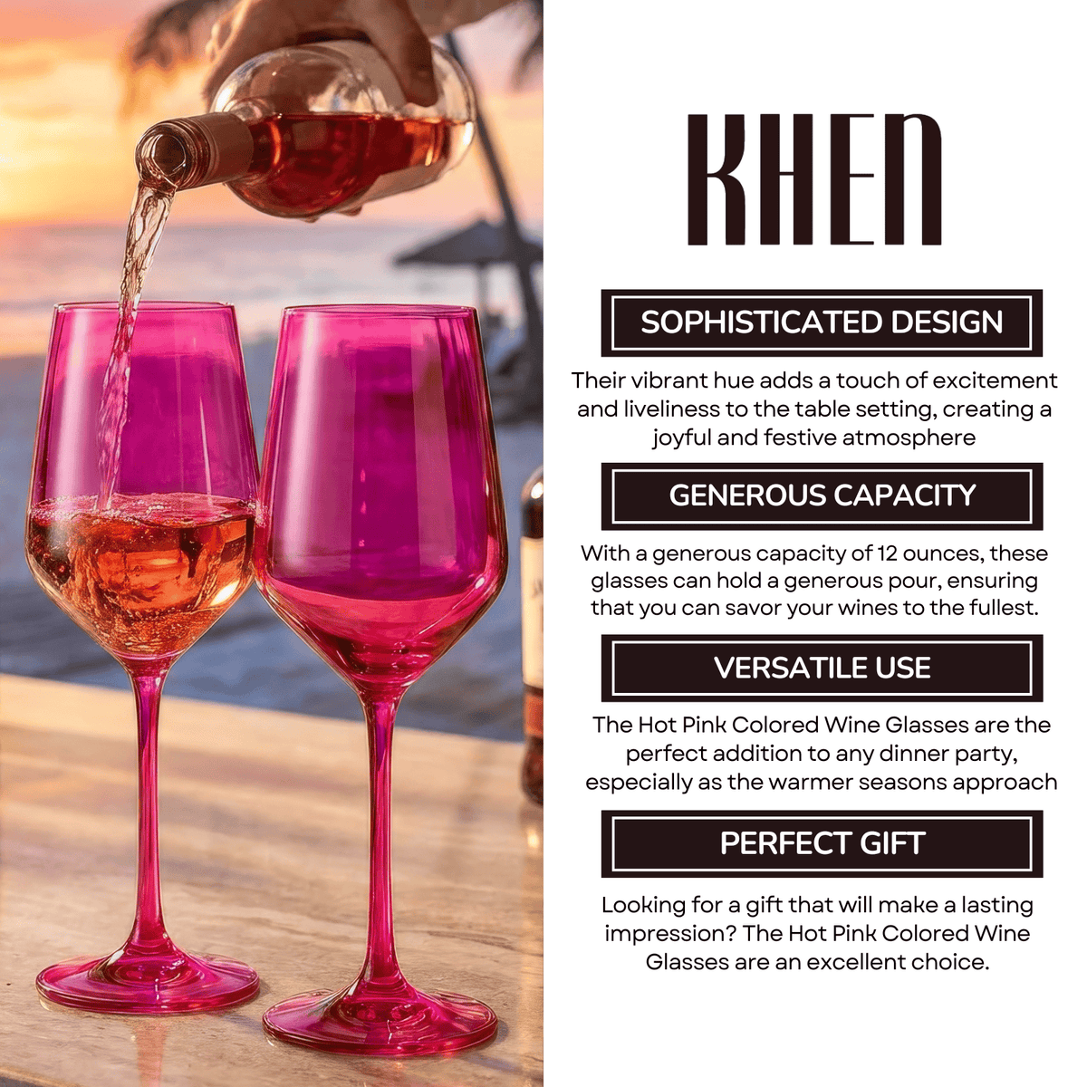 Chica Stemmed Wine Glassware | Set of 2 | Entertaining | Gift Ready