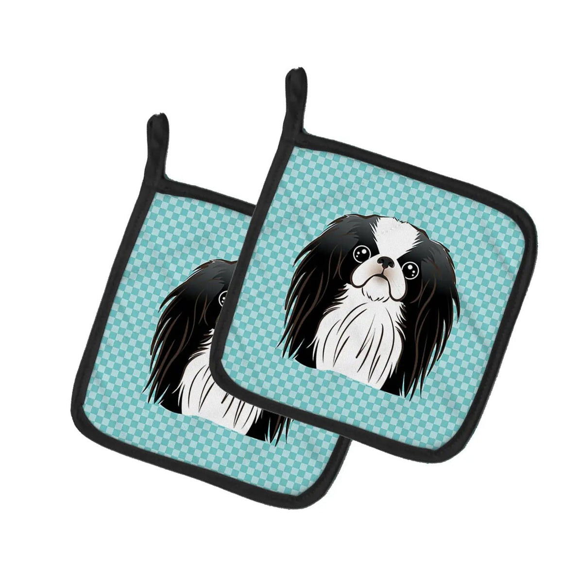 Pot Holder Set of 2 | Heat Resistant Quilted Hot Pads | 7.5 x 7.5 Inch | Checkerboard Blue Japanese Chin