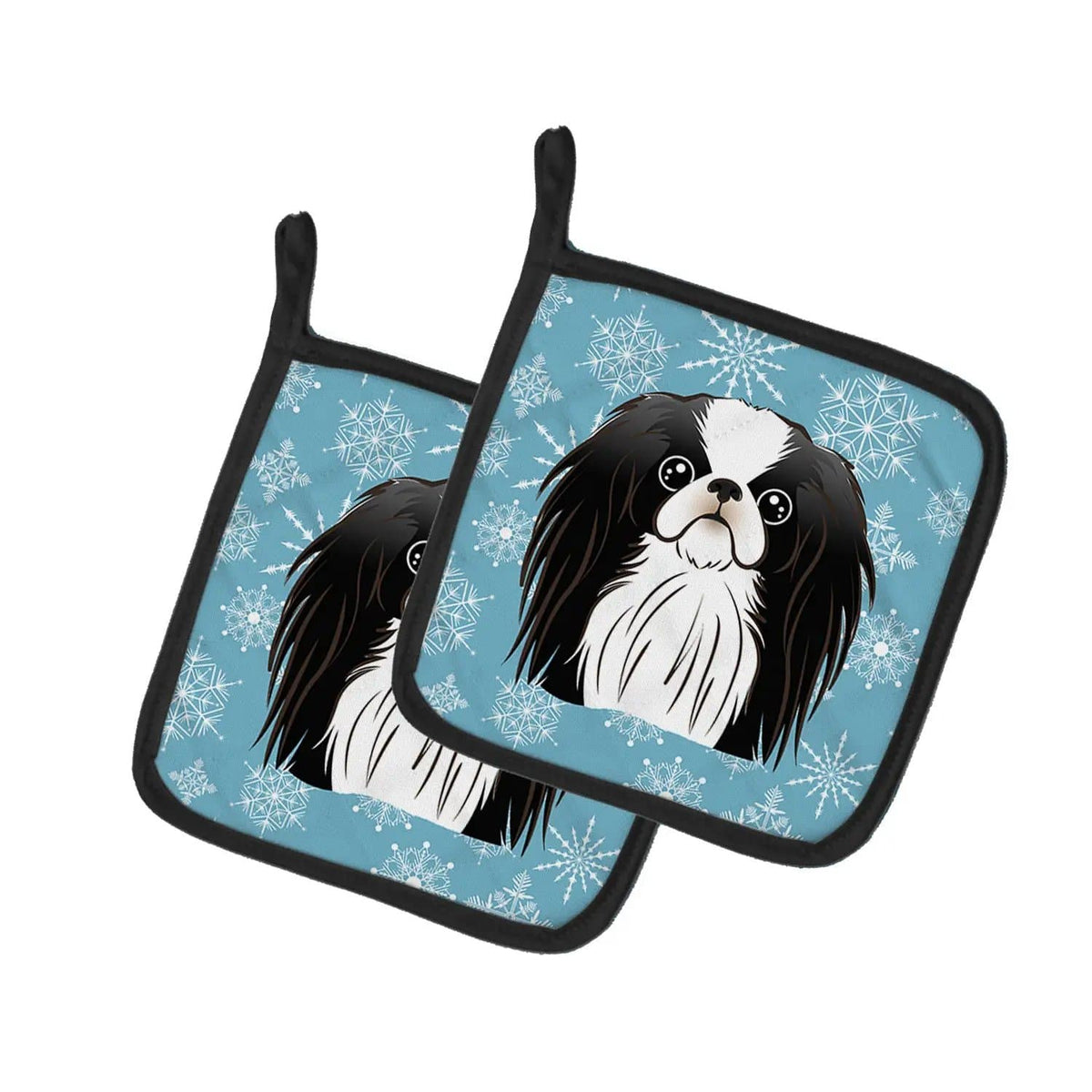 Pot Holder Set of 2 | Heat Resistant Quilted Hot Pads | 7.5 x 7.5 Inch | Snowflake Japanese Chin