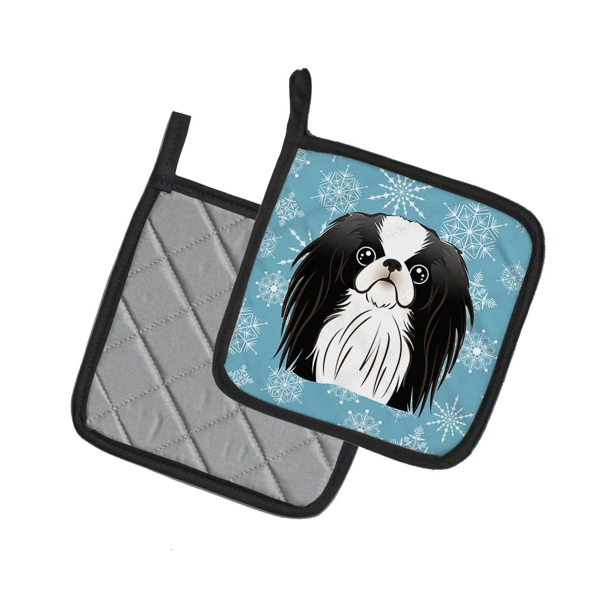 Pot Holder Set of 2 | Heat Resistant Quilted Hot Pads | 7.5 x 7.5 Inch | Snowflake Japanese Chin