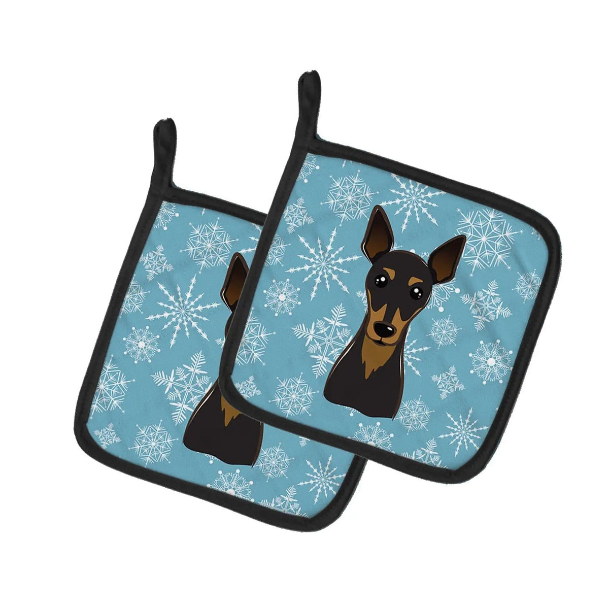 Pot Holder Set of 2 | Heat Resistant Quilted Hot Pads | 7.5 x 7.5 Inch | Snowflake Min Pin