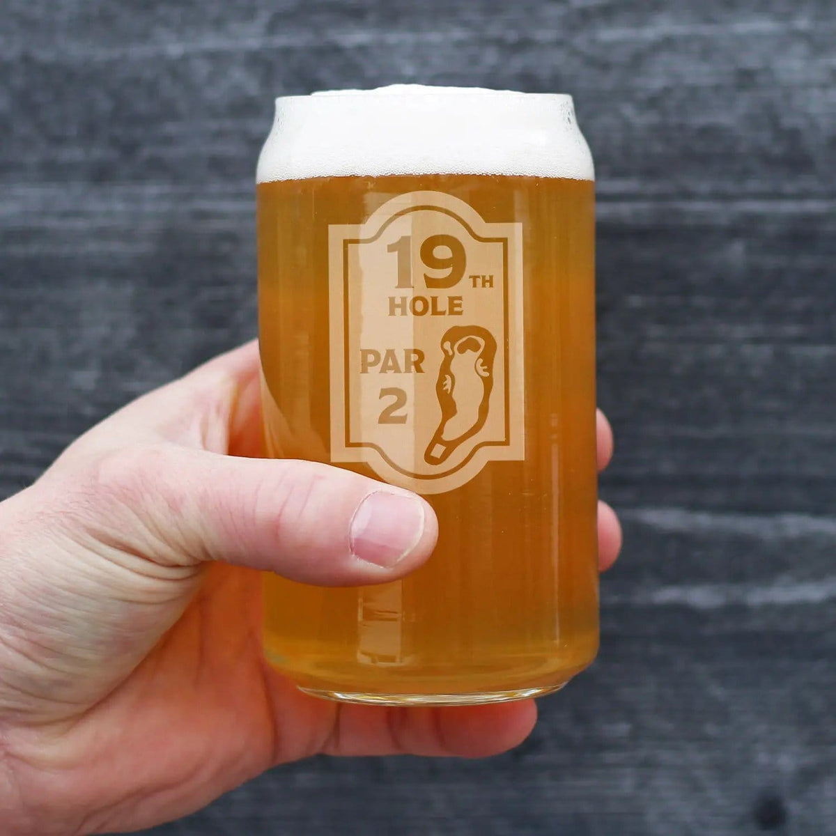 Etched Beer Can Pint Glass | 16 oz | Dishwasher Safe | 19th Hole Sign