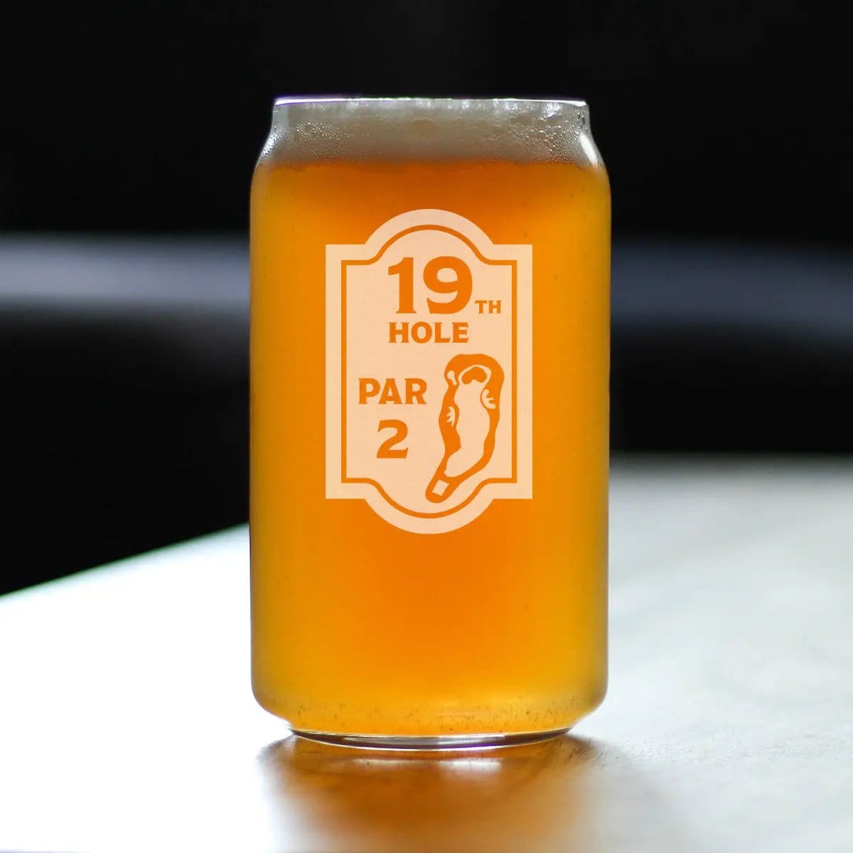 Etched Beer Can Pint Glass | 16 oz | Dishwasher Safe | 19th Hole Sign